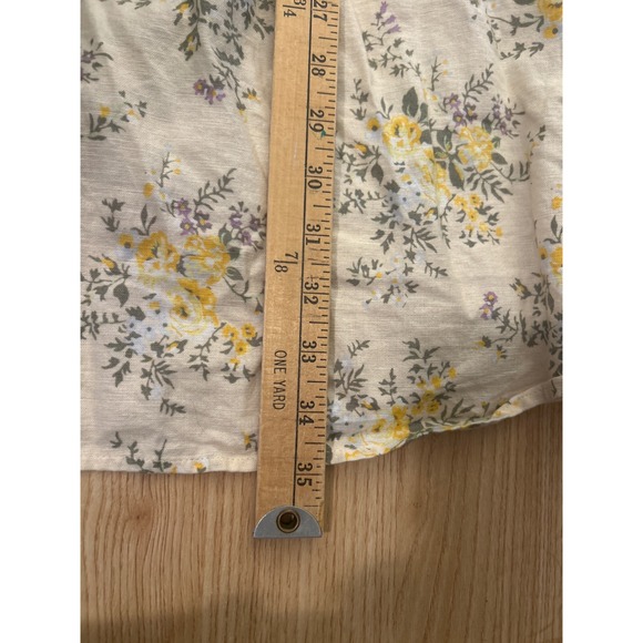 Lucky Brand Floral Smocked Mini Dress Yellow White Women's Size L - Picture 7 of 7